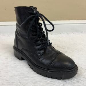 Aldo Women's Rielly Black Leather Lace-Up Combat Boot Size 7